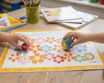 Kinder Mathe Brettspiel, Zählaktivität für Kinder, Mathe lernen in der Vorschule und im Kindergarten, sofortiger Download für Eltern und Lehrer