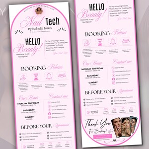Editable Canva client welcome packet designed for nail tech businesses