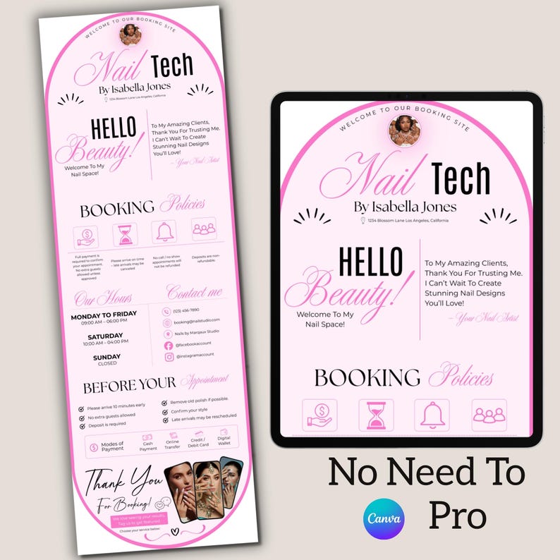Beauty business client packet editable in Canva for Acuity Scheduling