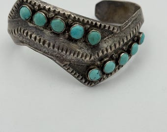 Vintage turquoise en sterlingzilveren manchetarmband