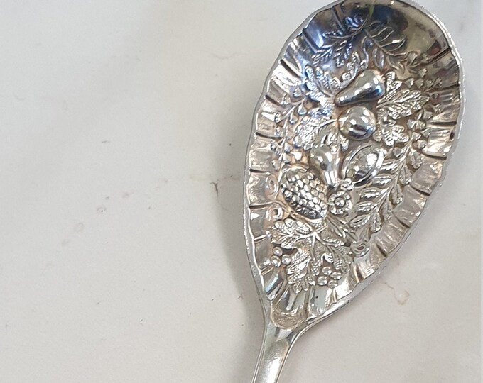 Antique Silver Plate Berry Serving Spoon Etsy