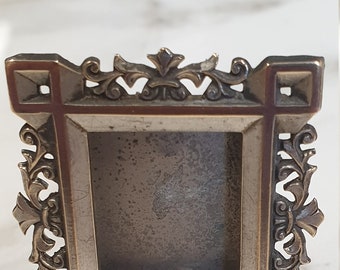 antique supper small ornate cut steel photo frame