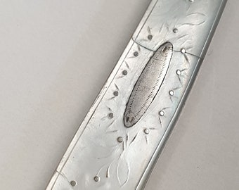 antikes Birmingham Silber 1854 verzierte Perlmutt Griff Obstmesser