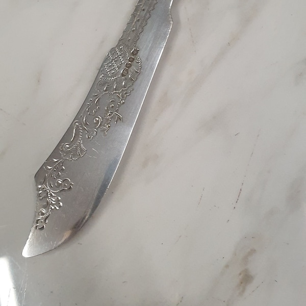 antiguo cuchillo de mantequilla de plata adornado