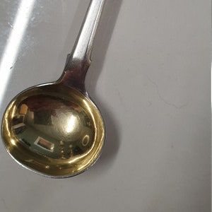 antique Georgian London silver 1822 guilt bowl fiddle back salt spoon