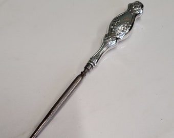 antique sterling silver chunky ornate handle button hook