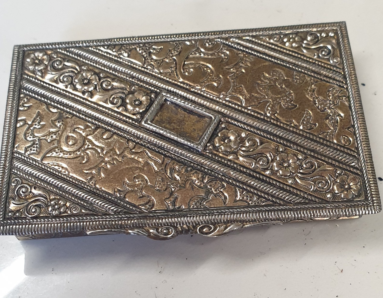 Antique ornate metal calling card case Etsy