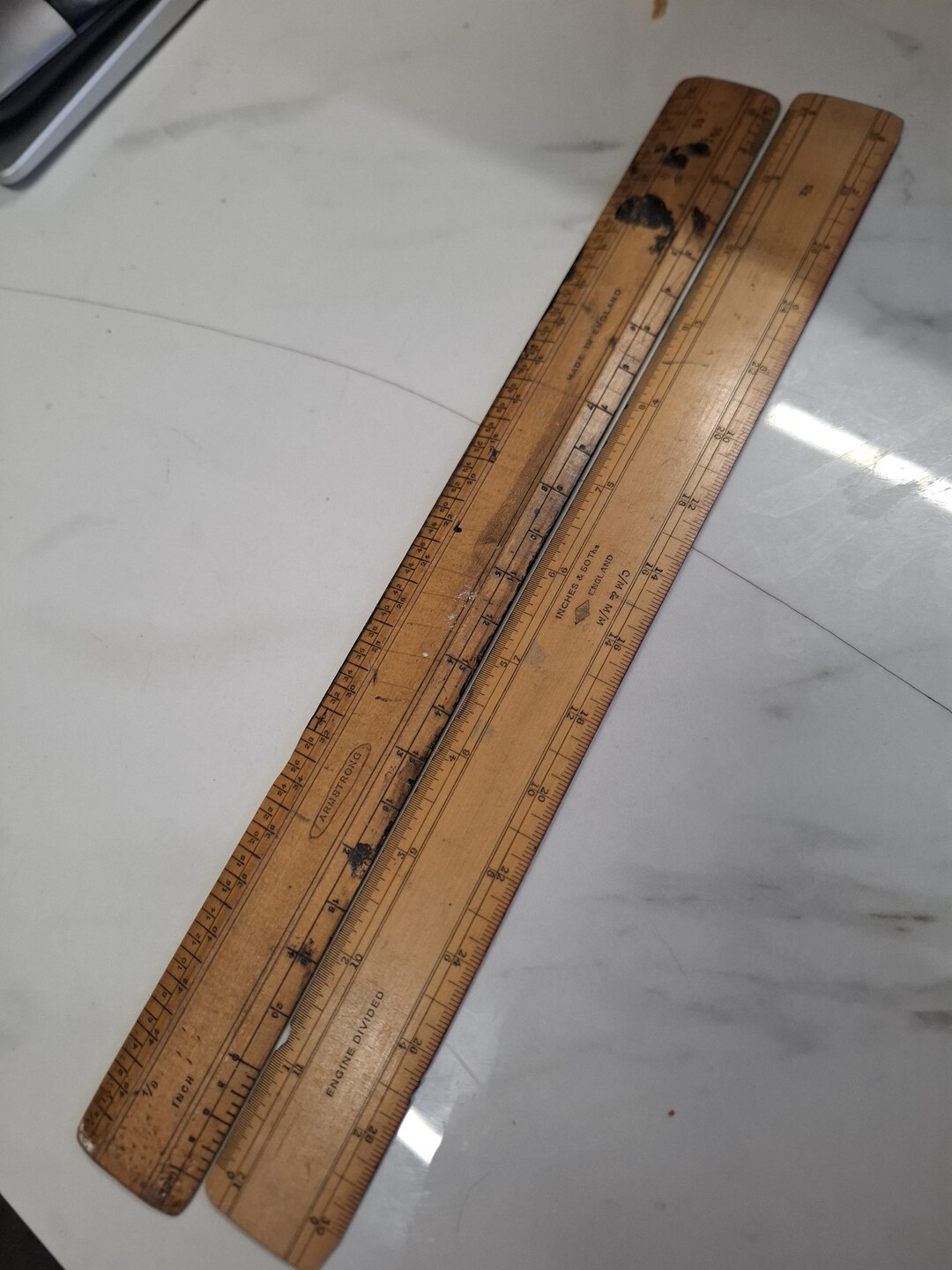Text Box With Ruler Vintage 2 X Box Wood Rulers - Etsy