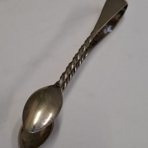 antique gold tone spiral sugar tongs