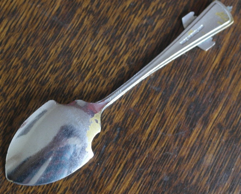 vintage chrome plate enamel top jam preserve spoon from blackpool