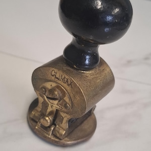 vintage brass and wood climax desk paper office date stamp