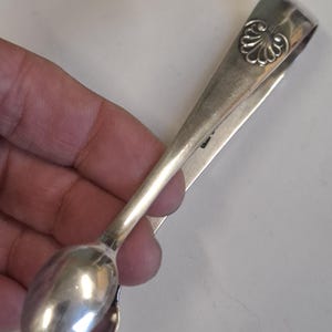 antique silver plate shell decoration sugar tongs