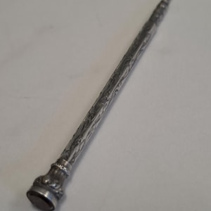 antique sterling silver propelling pencil with yellow glass end