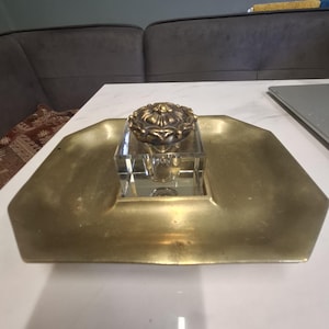calamaio antico in ottone e vetro