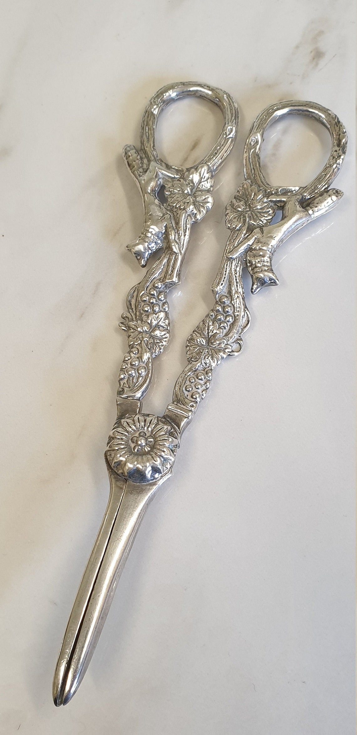 Antique silver plate grape and fox decorated grape scissors Etsy