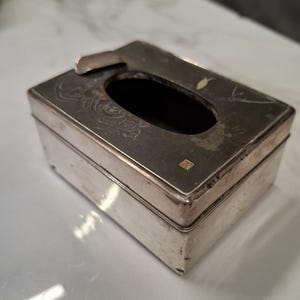 antique japan or china made silver desk top ashtray