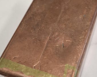 antique copper  trench art match box holder