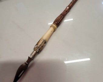 antique hand carved wood dip pen