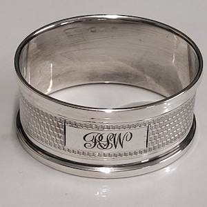 vintage Birmingham silver 1934 tooled oval napkin ring