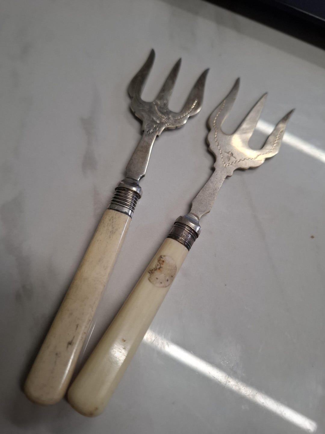 Antique 2 X Silver Plate Bread Serving Forks - Etsy