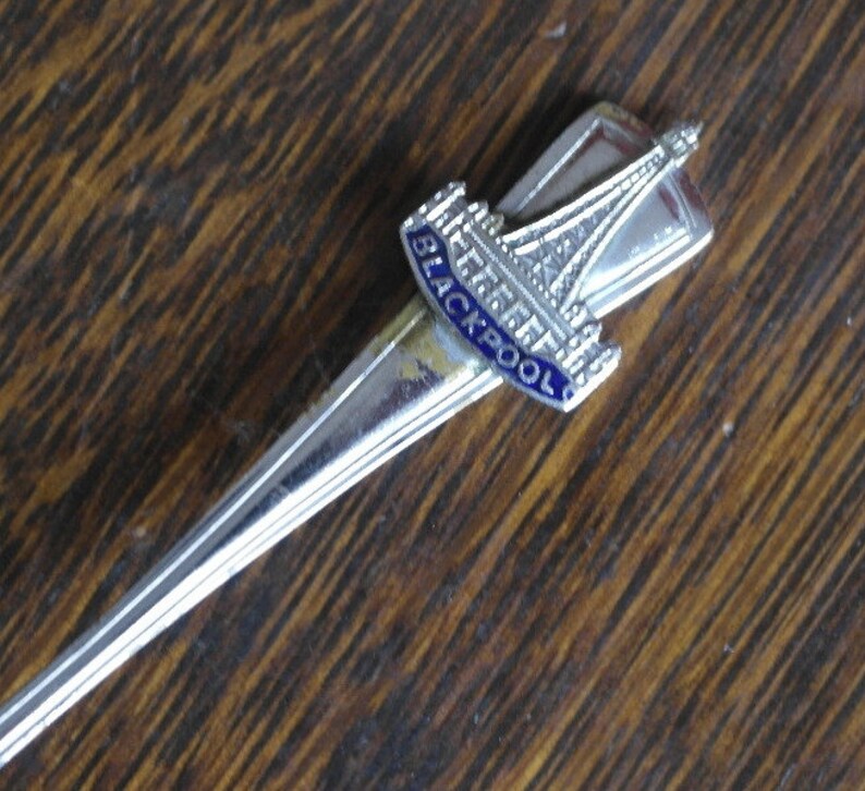 vintage chrome plate enamel top jam preserve spoon from blackpool