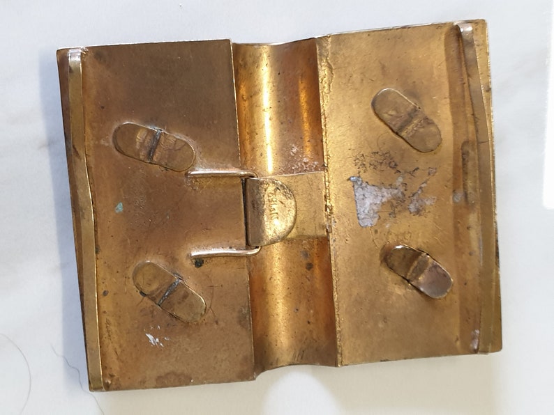 antique brass and purple cut glass belt buckle
