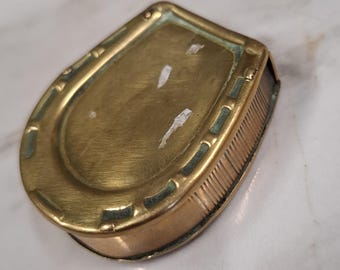 antique brass horseshoe vesta case