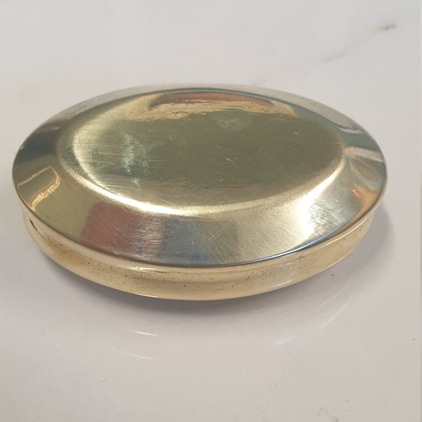 antique brass oval shaped miners snuff box