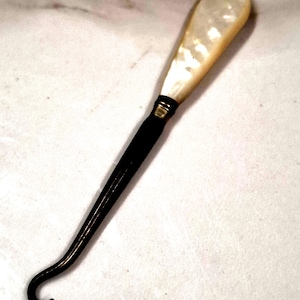 antique mother of pearl handle button hook