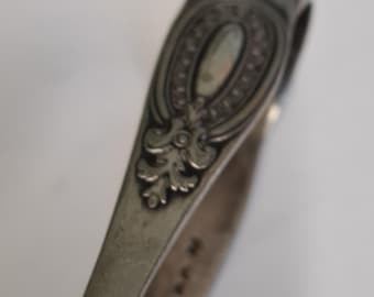 Pinzas para azúcar de gran tamaño con placa de plata antigua