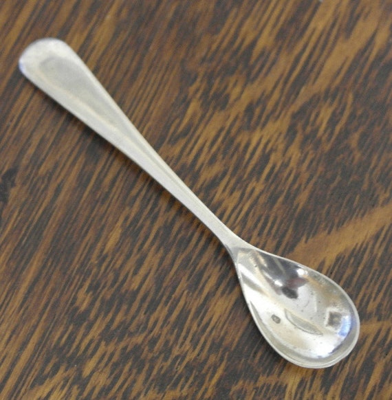 antique silver plate enamel top salt spoon from perth