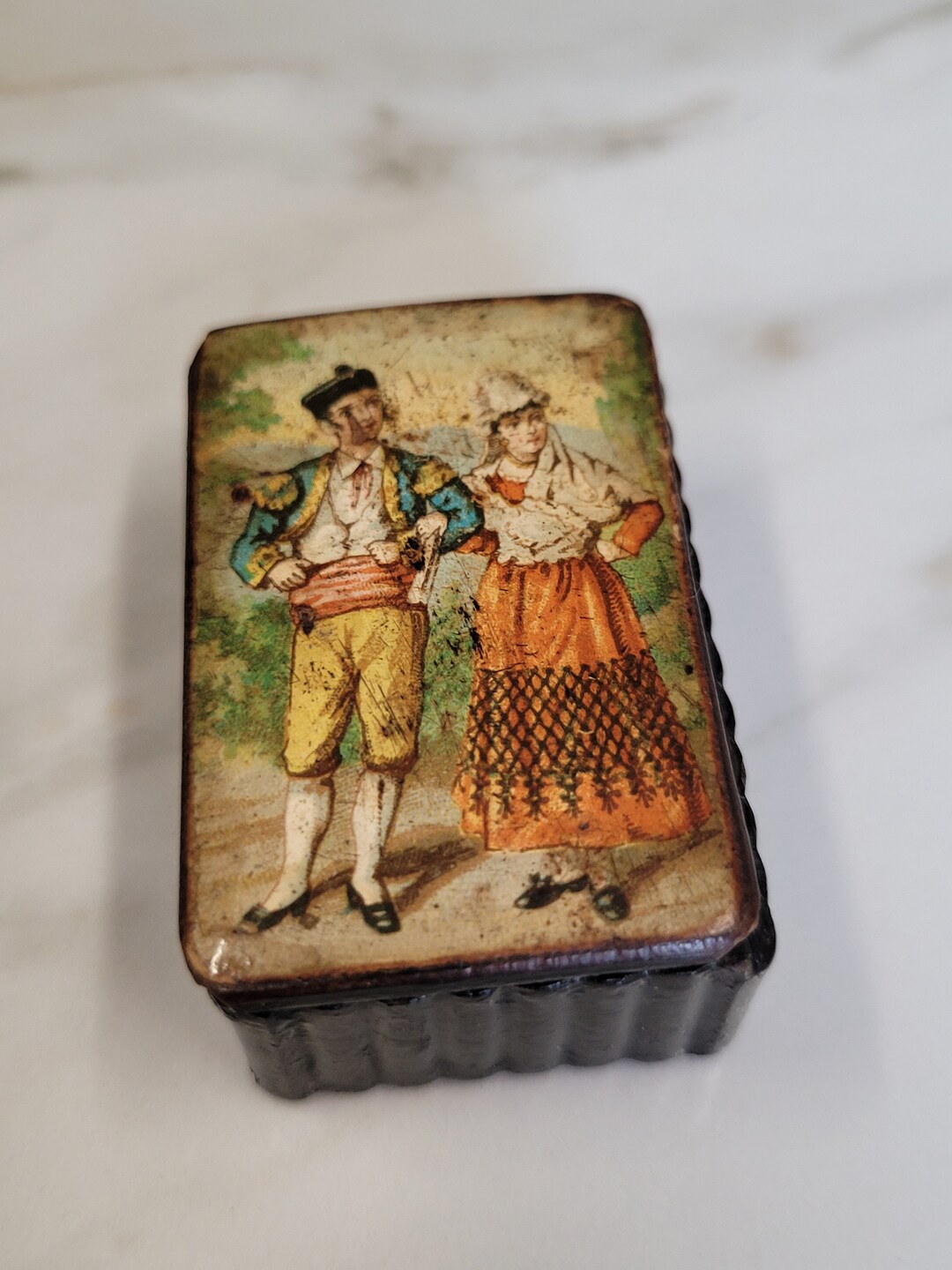 Antique Paper Machet Transfer Print Decorated Snuff Box - Etsy