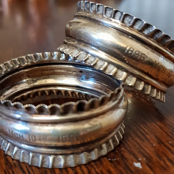 antique english silver pair of napkin rings birmingham 1917
