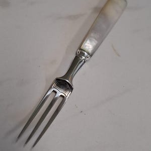 antique Sheffield silver 1920 mother of pearl handle fork