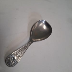 antique silver plate ornate handle tea caddy spoon