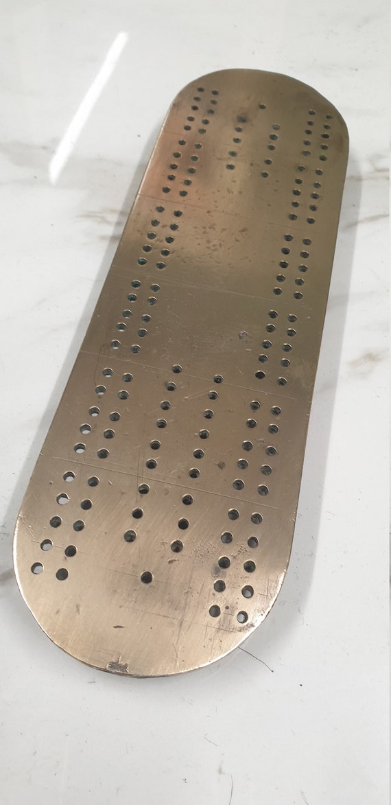 Antique Victorian Brass Cribbage Board | Etsy