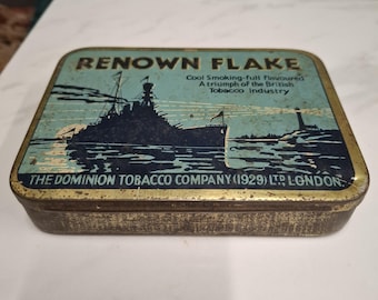 vintage 1929 renown flake large tobacco tin