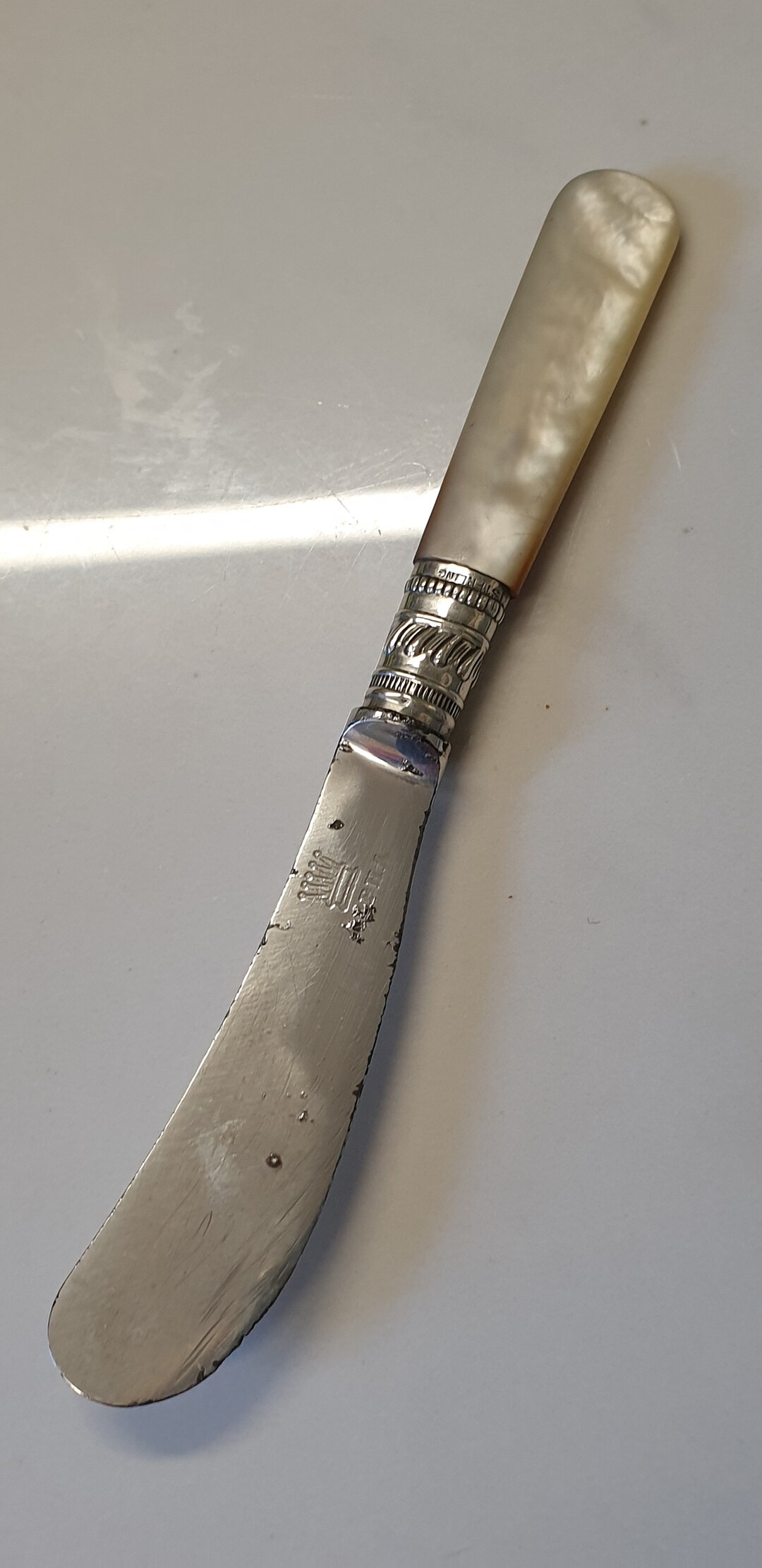 Antique Small Silver Plate Blade Mother of Pearl Handle Butter Knife Etsy