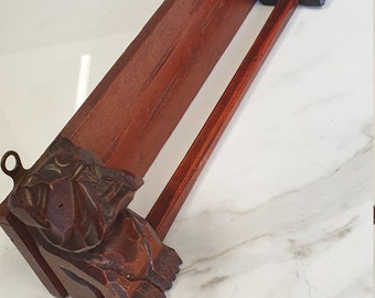 antique art deco hand carved wood dog decorated pipe rack