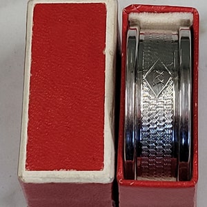vintage Birmingham silver 1937 boxed letter M etched napkin ring