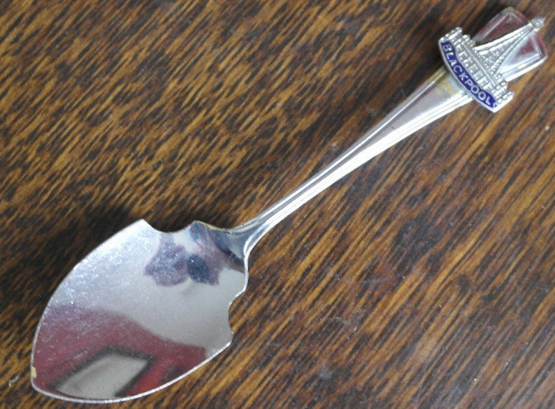 vintage chrome plate enamel top jam preserve spoon from blackpool