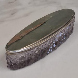 antique sterling silver lid hobnail glass base small trinket box