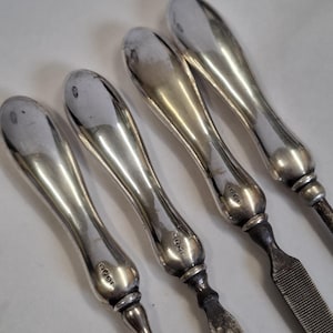 antike Silber Platte 4-teiliges Maniküre-Set
