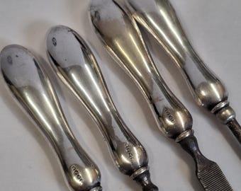 antique silver plate 4 piece manicure set