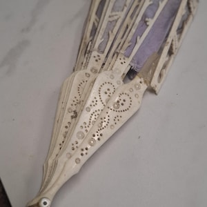 antique hand carved hand fan