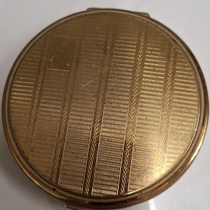 vintage brass stratton powder compact
