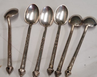 vintage set of 6 eastern silver plate tea spoons