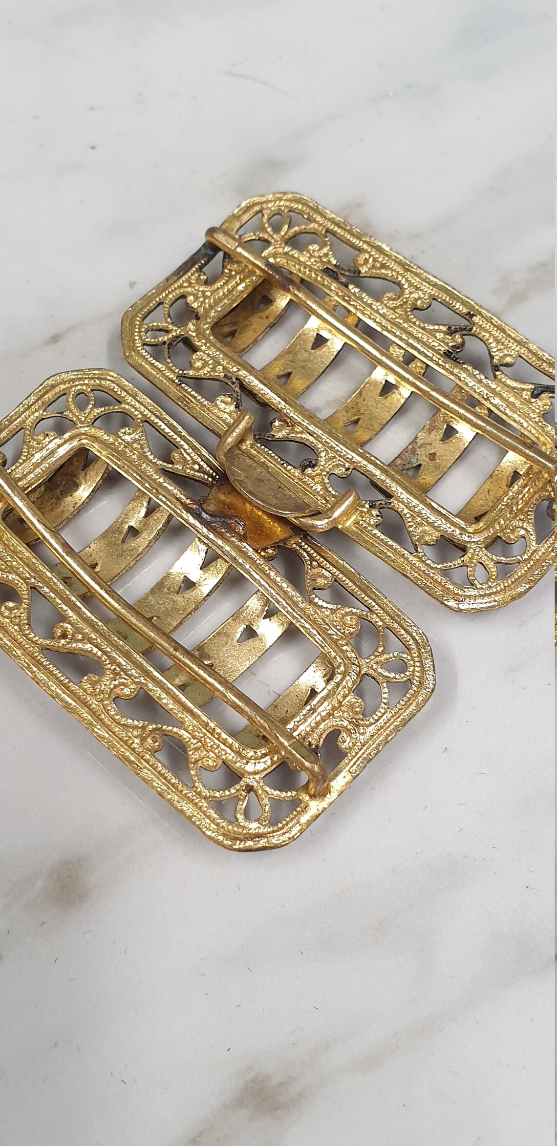 Antique ornate brass belt buckle | Etsy