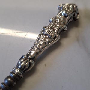 antique Birmingham 1904 ornate silver handle button hook