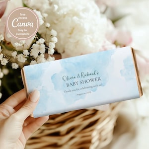 A little piece of Heaven Chocolate Wrapper, Dusty Blue Cloud, Canva Editable (Digital Download) r4t4